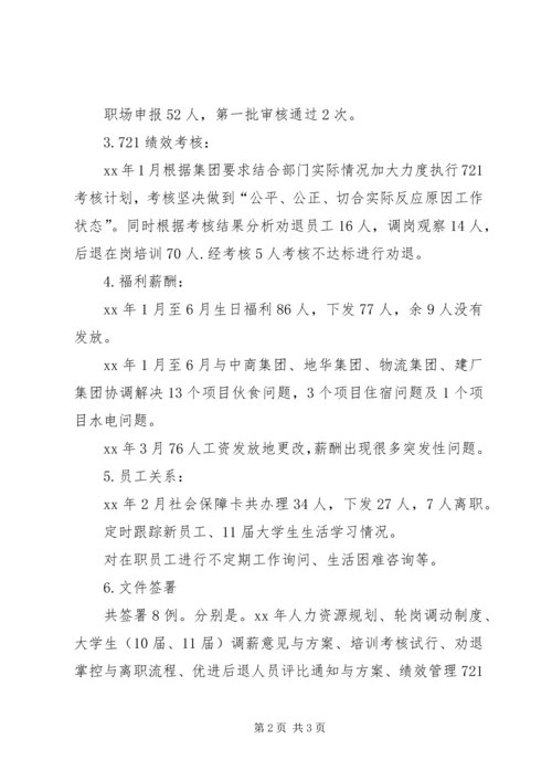 人事部某年半年工作总结.docx