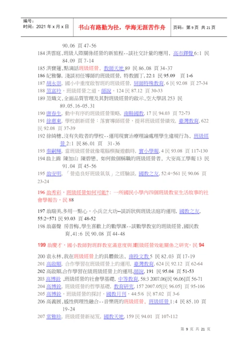 班级经营相关期刊论文目录.docx