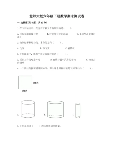 北师大版六年级下册数学期末测试卷带答案（名师推荐）.docx