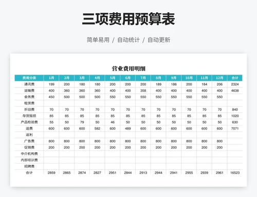 三项费用预算表