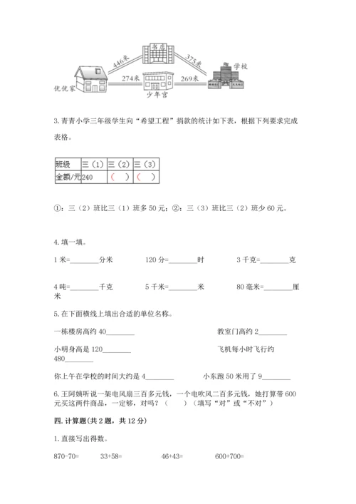 人教版三年级上册数学期中测试卷【满分必刷】.docx