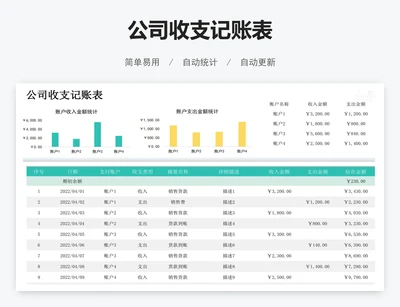 公司收支记账表