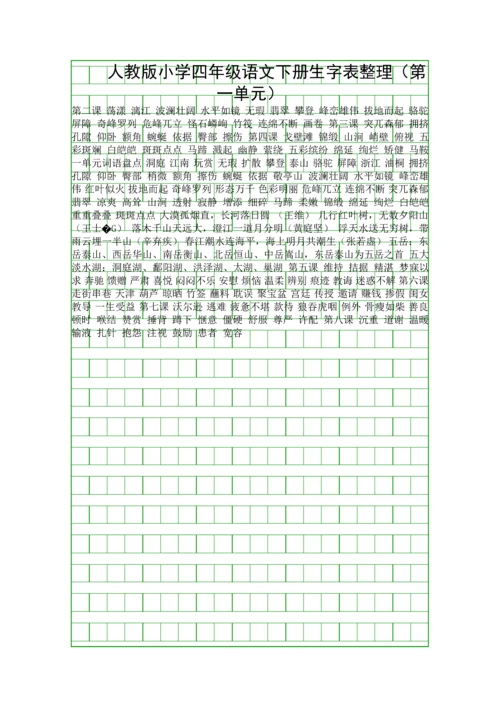 人教版小学四年级语文下册生字表整理.docx