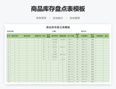 商品库存盘点表模板