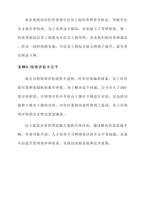企业管理疏漏方案