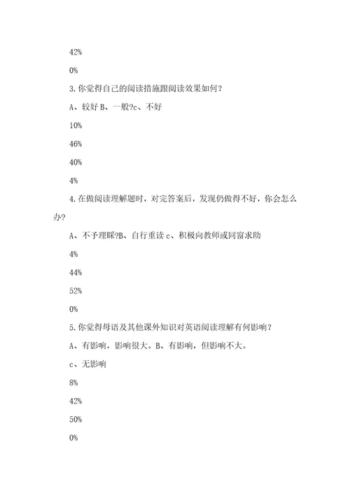 2022年初一英语阅读了解问卷调查模版1