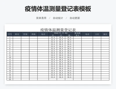 疫情体温测量登记表模板