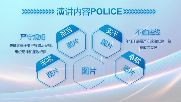 蓝色大气民警工作总结汇报PPT动态模板