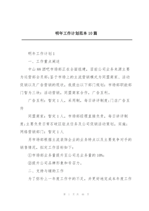 明年工作计划范本10篇.docx
