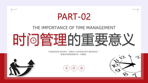 简约风红色时间管理与效率提升培训PPT