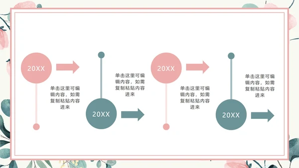 粉色花卉小清新文艺PPT模板