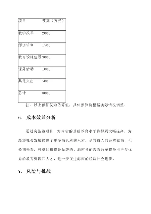 海南基础教育项目建设方案