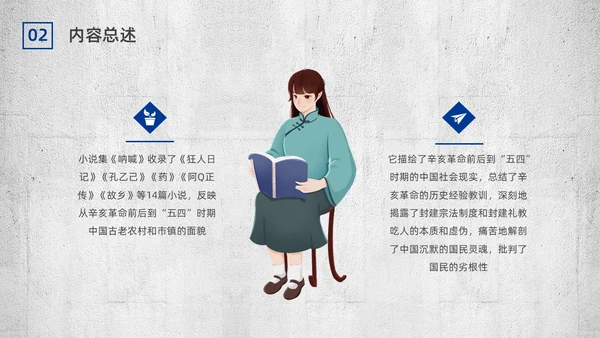蓝色简约复古呐喊读书分享PPT
