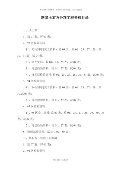 分项工程资料表格目录(2021整理).docx