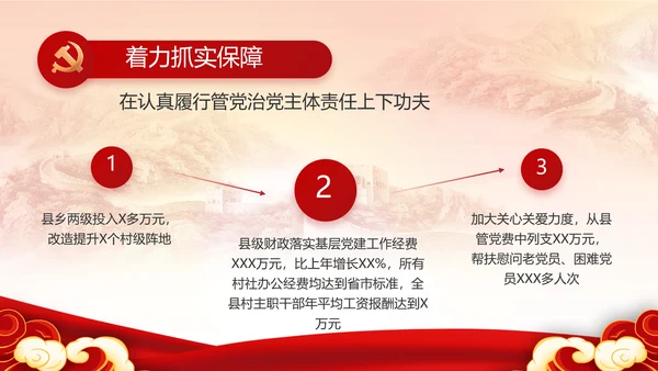 红色大气基层党建廉政述职报告PPT