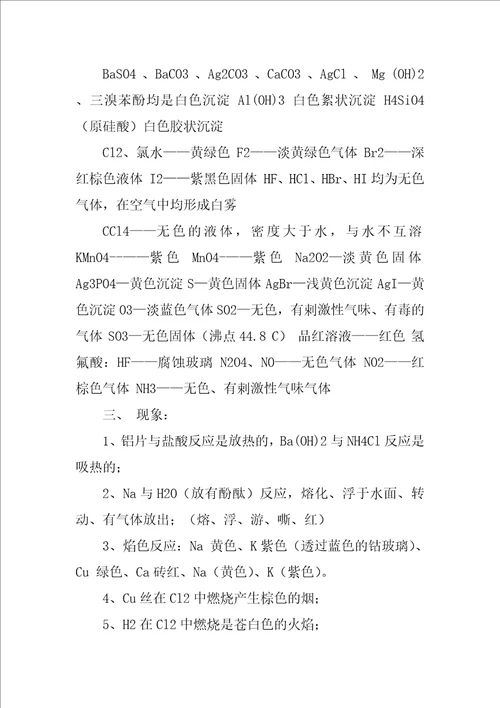 高中化学知识点总结