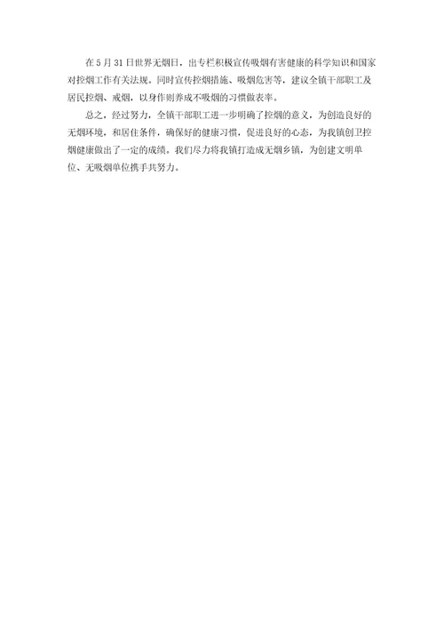 乡镇街道控烟工作总结精选8篇