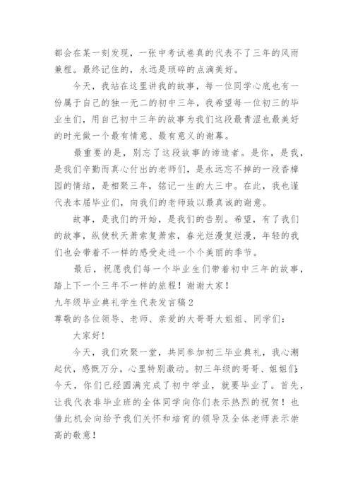 九年级毕业典礼学生代表发言稿.docx