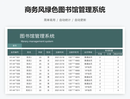 商务风绿色图书馆管理系统