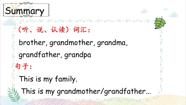 Unit 2 My family Part B Let's learn&Let's chant  课