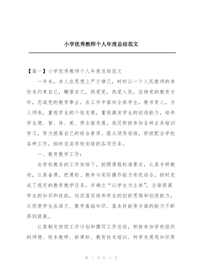 小学优秀教师个人年度总结范文.docx