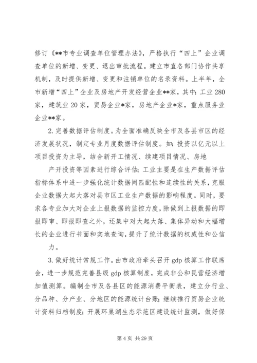 市统计局上半年工作总结及下半年工作计划 (2).docx