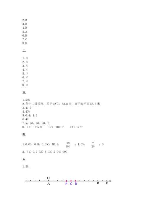 沪教版六年级数学下学期期末测试题含答案（最新）.docx