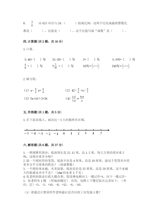 小学六年级下册数学期末卷含答案（模拟题）.docx