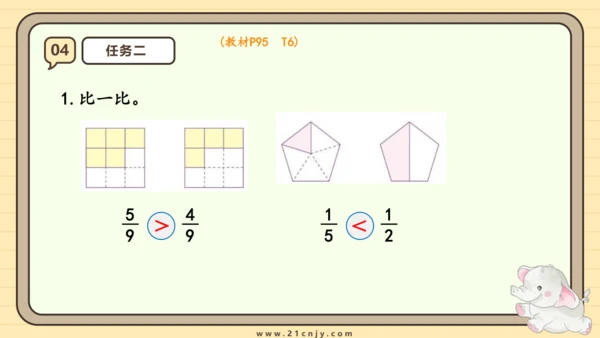 8.4 比较同分母分数的大小 课件(共21张PPT) 人教版 三年级上册数学