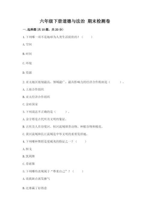 六年级下册道德与法治 期末检测卷（网校专用）word版.docx