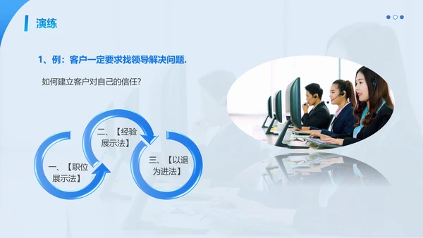 蓝色简约商务客服心态与沟通技巧培训PPT模板心态培训