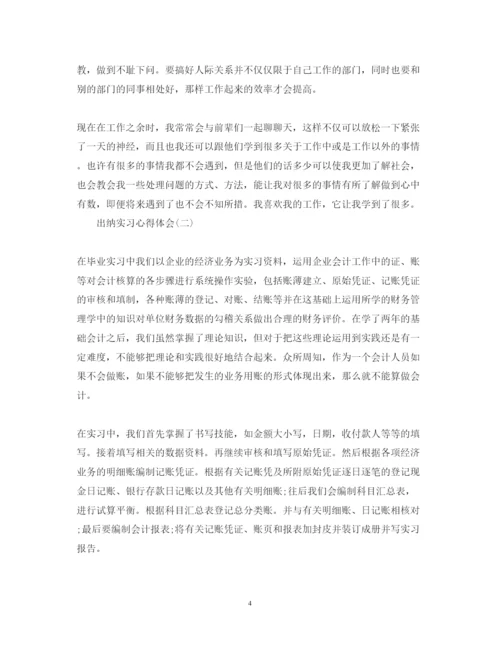 精编出纳实习心得体会范文.docx