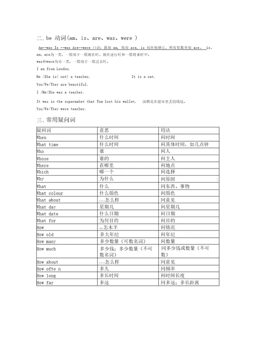 外研版小学英语语法部分