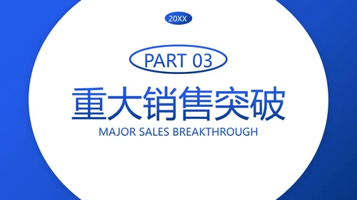 蓝色简约几何渐变销售业绩报告PPT模板