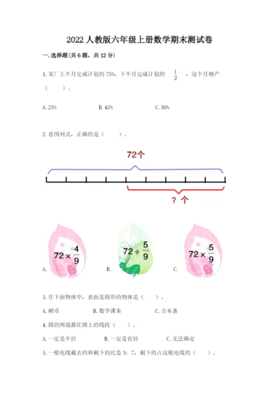 2022人教版六年级上册数学期末测试卷【夺冠系列】.docx