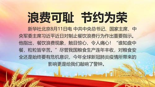 厉行节约反对浪费党委党建教学PPT模板