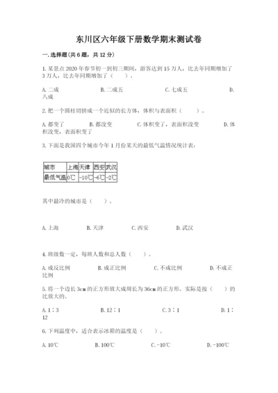 东川区六年级下册数学期末测试卷含精品答案.docx