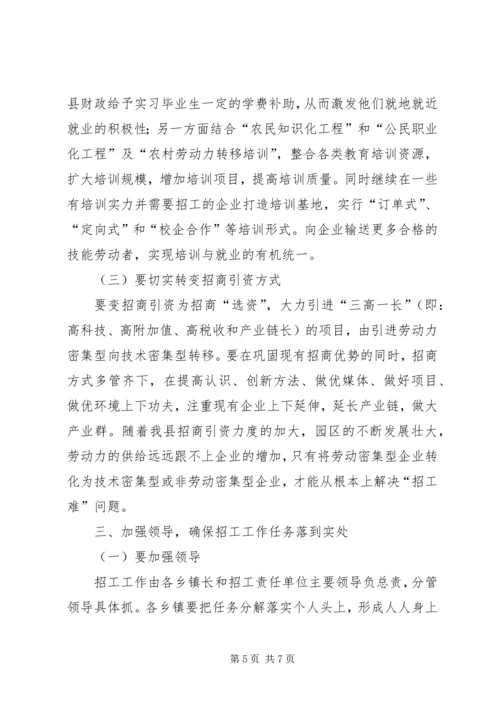 县企业招工工作会议上的讲话.docx