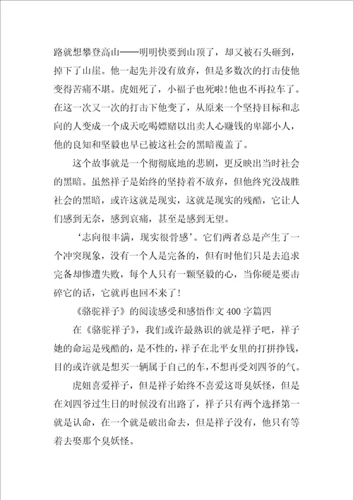 骆驼祥子的阅读感受和感悟作文400字