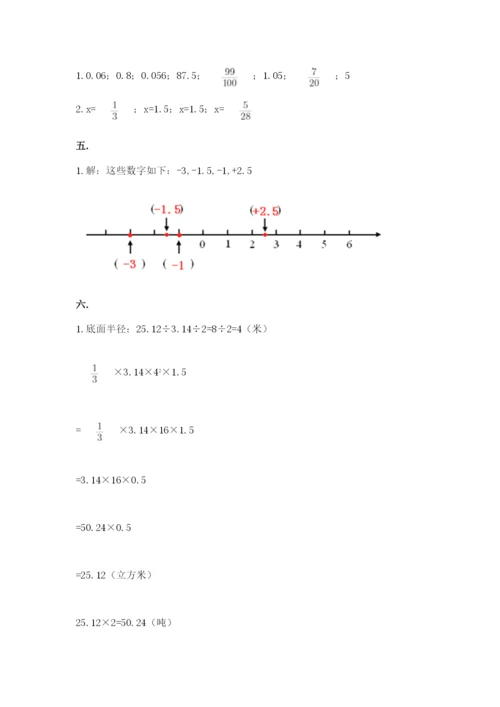 人教版数学六年级下册试题期末模拟检测卷【达标题】.docx