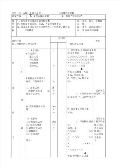 初中体育前滚翻教案