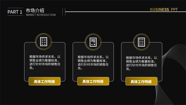 黑色简约线条创业计划书通用PPT模板
