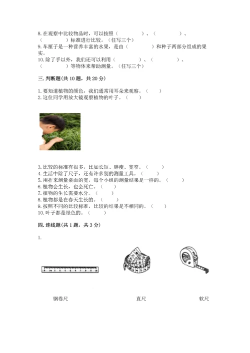 教科版科学一年级上册期末测试卷带答案下载.docx