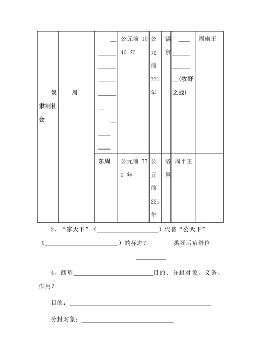 七年级上册历史知识点填空汇总.docx