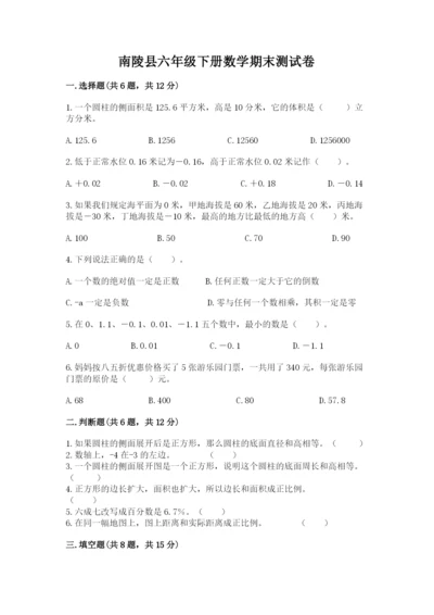 南陵县六年级下册数学期末测试卷（突破训练）.docx