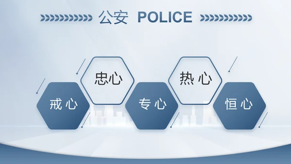 蓝色大气公安警察工作总结计划PPT
