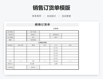 销售订货单模版