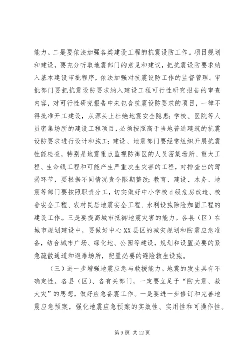 副市长在全市防震减灾工作会议上的讲话.docx