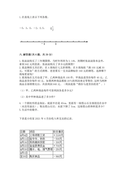 小学数学试卷六年级下册期末测试卷附参考答案（突破训练）.docx