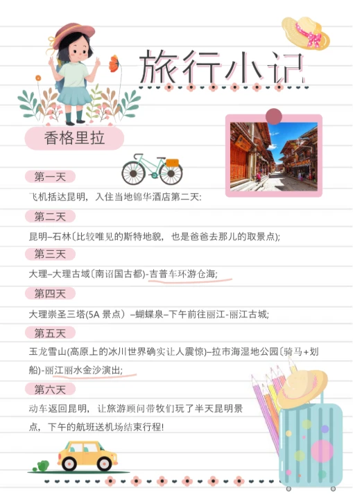 卡通旅行记录攻略手账